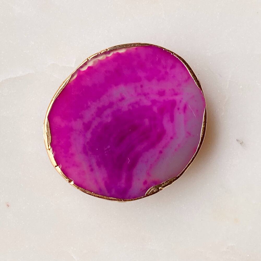 Golden Edge Natural Stone Phone Grip Pink Agate